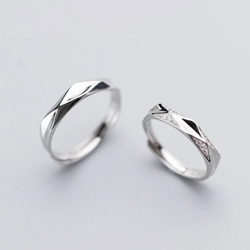 Silver 925 Pair Couple Free Size Rings for
