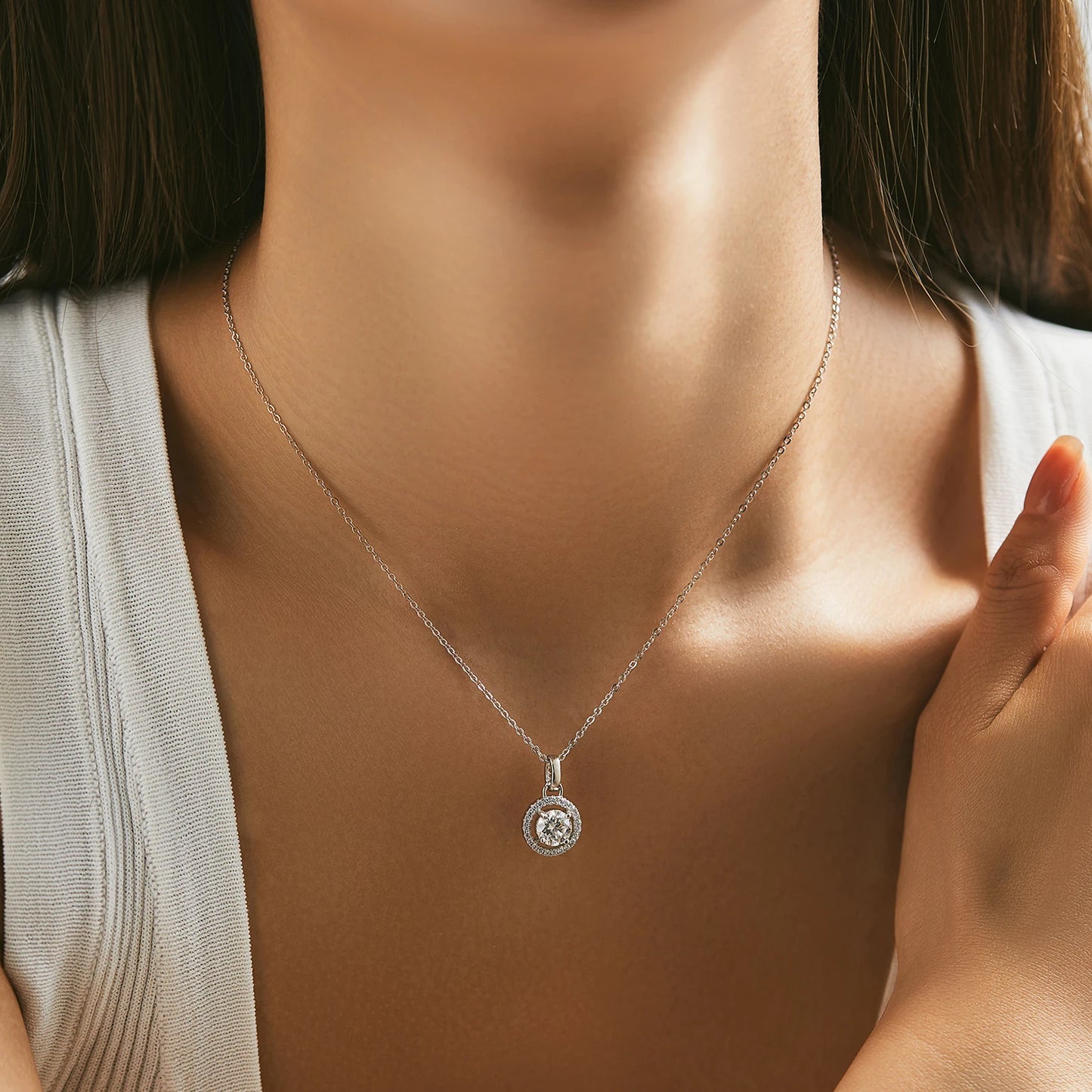 Moissanite Pendant Necklace For Women 925 Sterling Silver