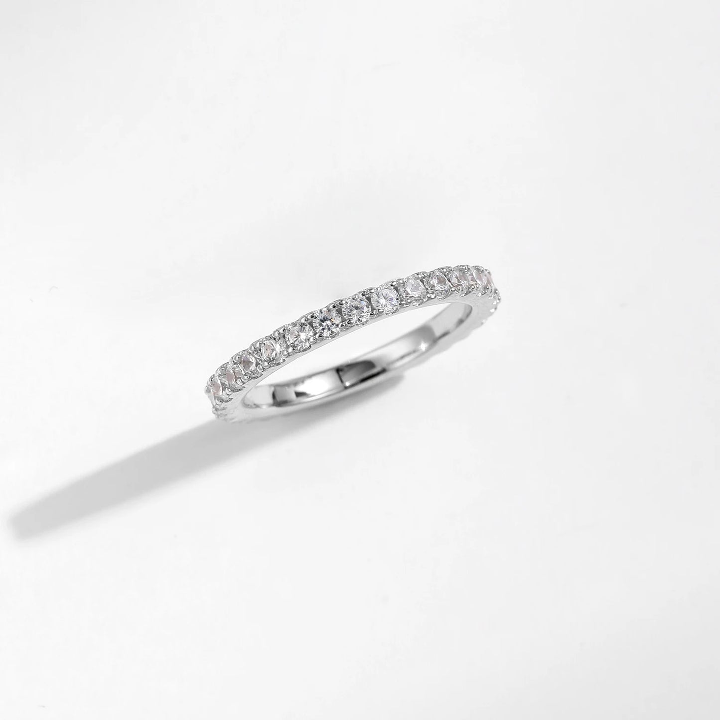 Moissanite Band Stackable Ring For Women Real 925 Sterling Silver