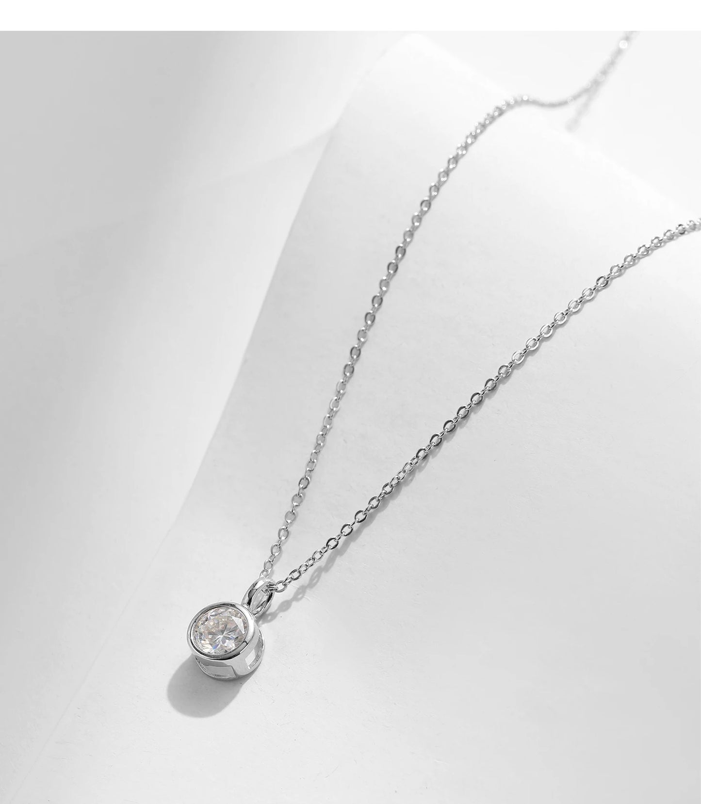 Moissanite Pendant Necklace 925 Silver Lab Diamond