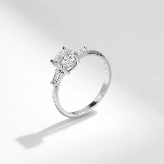 Moissanite Ring D Color Lab Diamond Classic 925 Sterling Silver Wedding
